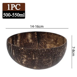 Buy 550ml-1pc 550/400/300Ml Natural Coconut Bowl Dinner Set Handmade Wooden Tableware Wood Spoon Dessert Fruit Salad Mixing Rice Ramen Bowl