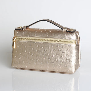 Buy ostrich-gold-l Snake Pattern Clutch Make Up Bags