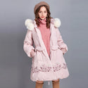 ARTKA 2019 Winter New Women Flower Embroidery 90% White Duck Down Coat Fox Fur Collar Hooded Thicken Long Down Coats ZK10698D