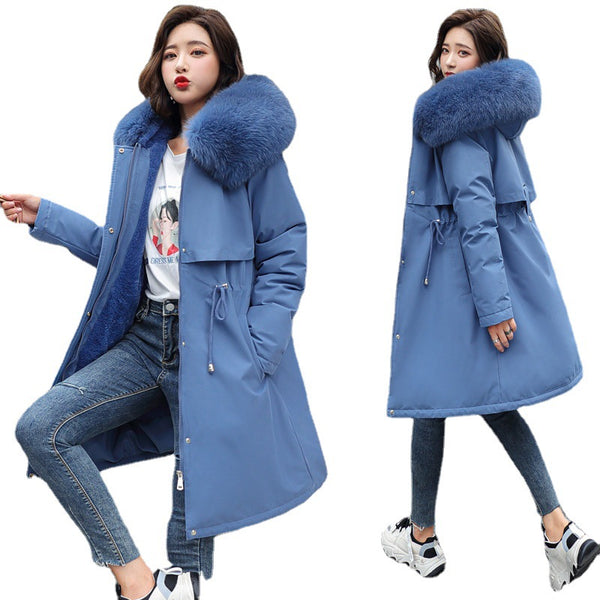 2021 Winter  Women's Parkas Coats Hooded Fur Collar Thick Section Warm Winter Jackets Snow Coat Jacket Winter Parkas