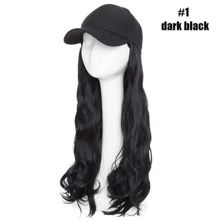 Buy dark-black BENEHAIR Synthetic Baseball Cap With Hair Long Wavy Fake Hair Hat Wig Hair Extensions Hat With Hair Natural Hairpiece for Women