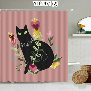 Buy 2 Cat Rabbit Animal Print Floral Home Decor Shower Curtain Waterproof Polyester   Cortina De La Ducha