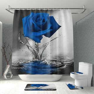 1PC Rose Flower Bathroom Curtain With 12 Hooks 3D Digital Printing Shower Curtain Fashion Polyester Waterproof Bathroom Decor