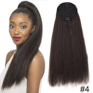 Buy 4 22inch Drawstring Ponytail Synthetic Long Afro Kinky Straight Fake Ponytail Wig Hairpiece for Women Clip in Hair Extension