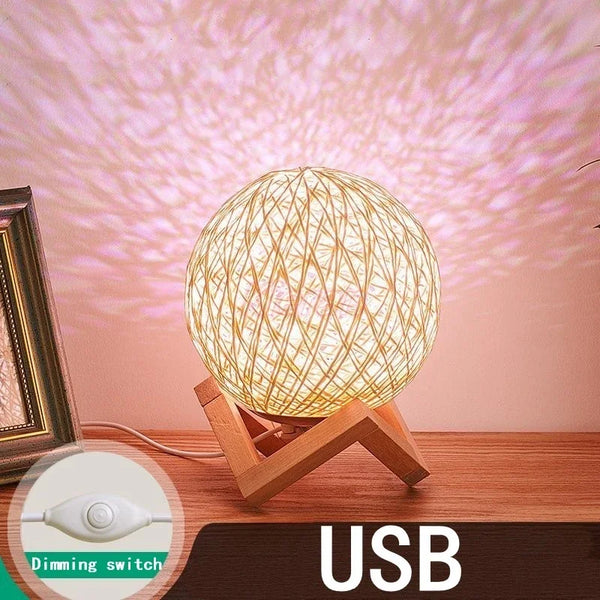 Rattan Ball LED Table Lamps