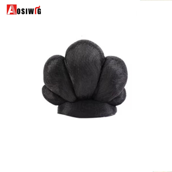 AOSI Hair Braided Clip in Hair Bun Chignon Hairpiece Donut Roller Bun Hairpiece Hand Knitting Braid Synthetic Chignon