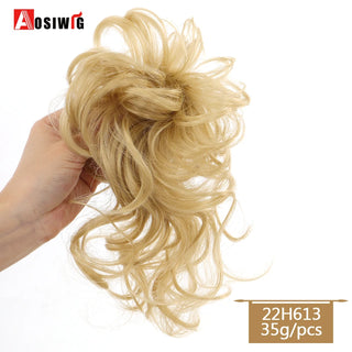 Buy 22h6131 AOSIWIG Synthetic Long Curly Chignons Hair Tails Clip in Hair Extensions Fake Hair Pieces Heat Resistant Chignons for Women