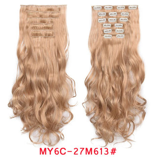 Buy my6c-27m613 Clip in Hair Extension 20Inch 16 Clips Long Synthetic Hair Heat Resistant Hairpiece Natural Wavy Ombre Hair Piece 6Pcs/Set LIHUI