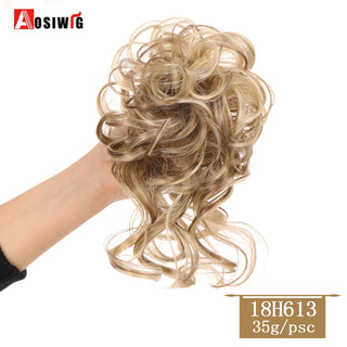 Buy 18h613 AOSIWIG Synthetic Long Curly Chignons Hair Tails Clip in Hair Extensions Fake Hair Pieces Heat Resistant Chignons for Women