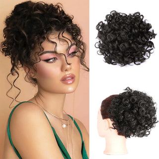 Buy dj4 Chorliss Synthetic Claw Chignon Women Messy Curly Fluffy Hair Bun Clip in Ponytail Hair Extensions Natural False Hairpieces