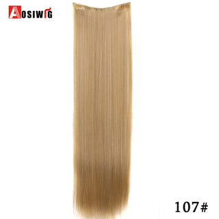 Buy 107 AOSIWIG Long Straight Natural Fake Hairpieces Black Brown Color  High Temperture Synthetic 5 Clip in Hair Extensions for Women