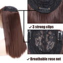 BENEHAIR Synthetic Clip in Hair Topper Long Straight Clip Extension Hair Hair Toupee Hairpiece for Women Fake Hair With Bangs