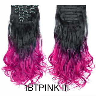 Buy 1btpinkiii Alileader 22Inch Synthetic Long Curly 16Clips Clip in Hair Extensions Body Wave Hairpiece 6Pcs Resistant Fiber Ombre Blond Women