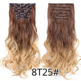 Buy 8t25 Alileader 22Inch Synthetic Long Curly 16Clips Clip in Hair Extensions Body Wave Hairpiece 6Pcs Resistant Fiber Ombre Blond Women