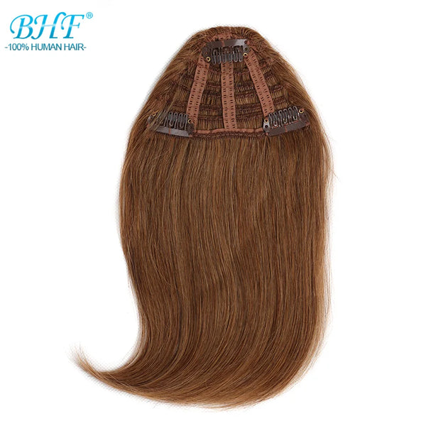 BHF Human Hair Bangs 8inch 20g Front 3 Clips in Straight Remy Natural Human Hair Fringe All Colors