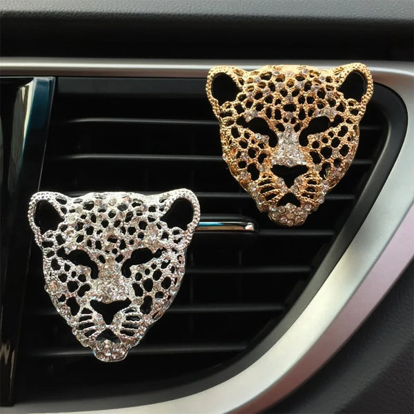 Car Air Vent Perfume Clip Charms Crystal Leopard Aromatherapy Essential Oil Diffuser Fashion Car Decoration Charms Rhinestone