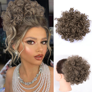 Buy dj10a0906 Chorliss Synthetic Claw Chignon Women Messy Curly Fluffy Hair Bun Clip in Ponytail Hair Extensions Natural False Hairpieces