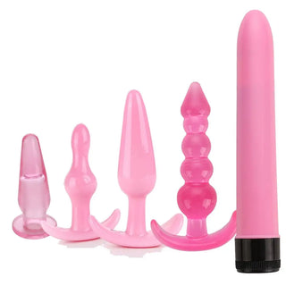 Buy pink 5 Pcs/Set Silicone Anal Vibrator Sex Toys