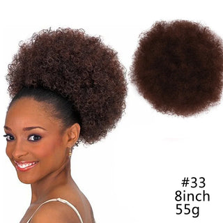 Buy 33 8inch Afro Puff Synthetic Hair Bun Chignon Hairpiece for Women Wig Drawstring Ponytail Kinky Curly Clip in Extensions Pony Tail