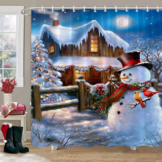 Buy 1217ai-curtain Christmas Bathroom Sets With Shower Curtain Rugs Red Truck Christmas Shower Curtains Xmas Bathroom Rugs Christmas Bathroom Deco