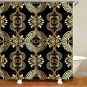 3D Luxury Black Gold Greek Key Meander Baroque Bathroom Curtains Shower Curtain Set for Bathroom Modern Geometric Bath Rug Decor