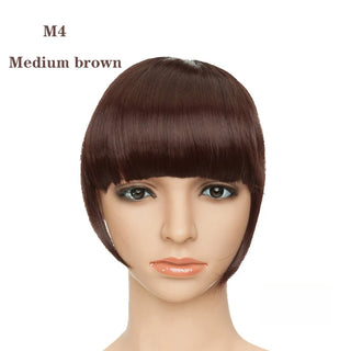 Buy medium-brown BENEHAIR Fake Bangs Synthetic Blunt Bang Clip in Hair Extension Women Blunts Fringe Hair Black Brown Bangs 2 Clips In