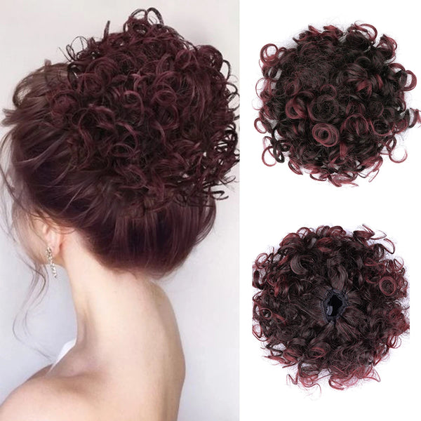 Chorliss Synthetic Claw Chignon Women Messy Curly Fluffy Hair Bun Clip in Ponytail Hair Extensions Natural False Hairpieces