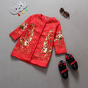 2020 Fashion Red Girls Cardigan Printing Child Winter Coats Festival Christmas Girls Outerwear Coat Party Kids Jacket