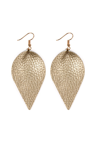 Buy gold Teardrop Shape Genuine Leather Earrings