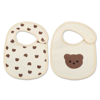 Buy little-bear 2Pcs/Set Printed Carton Baby Bib Waterproof Newborn Feeding Aprons Adjustable Toddler Bibs Burp Cloth Cotton Kids Saliva Towels