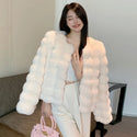 2023 Winter Fashion Faux Fur Coat Women Korea Fashion Warm Feather Coats Cardigan Short Outercoat Lady Party Elegant Outfits New