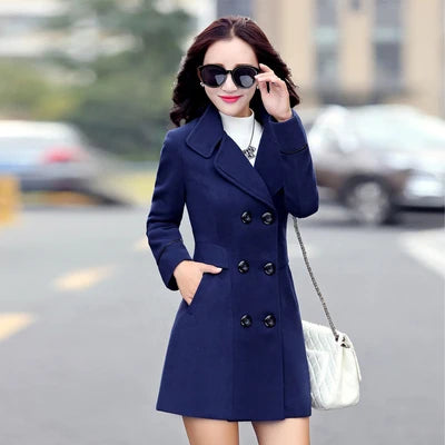 2021 Women Blends Woolens Overcoat Female Coat Autumn Winter Coats Jackets Women Plus Size Coat Women's Wool Coats Long Tops