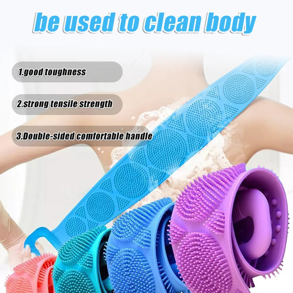 Body Sponge Silicone Brushes Bath Towels Body Scrubber Rubbing Back Peeling Massage Shower Extended Scrubber Skin Clean Brushes