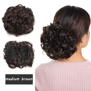 Buy medium-brown BENEHAIR Synthetic Scrunchy Hair Bun Messy Hair Bun Curly Chignon Hairpiece for Women Hair Combs Clip in Hair Extension Updo