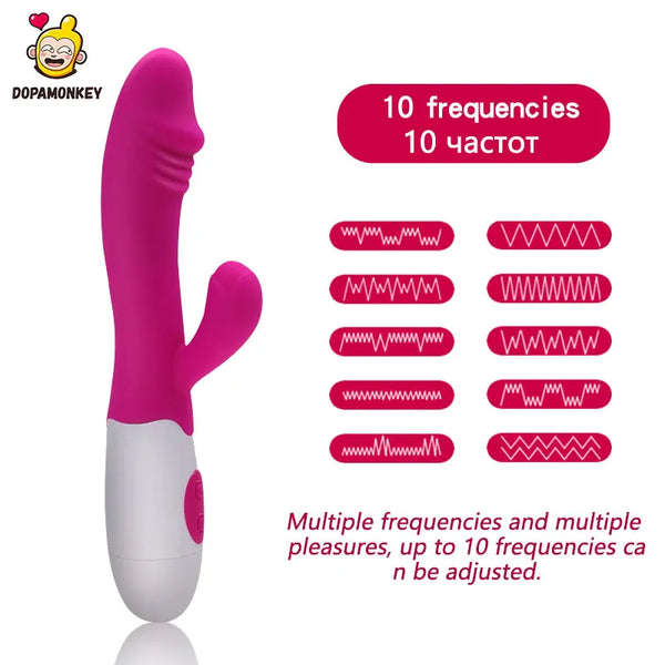 DopaMonkey Sex Toys for Woman Dual Vibration 10 Speed Massager Erotic Magic Wand Sex Shop Dildo Clit G Spot Stimulate Vibrator