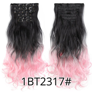 Buy 1bt2317 Alileader 22Inch Synthetic Long Curly 16Clips Clip in Hair Extensions Body Wave Hairpiece 6Pcs Resistant Fiber Ombre Blond Women