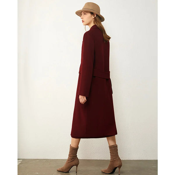 Amii Minimalism Winter 100%wool Women's Coat Temperament Lapel Knee-Length Double-Sided Woolen Coat Winter Coat Women 12030467