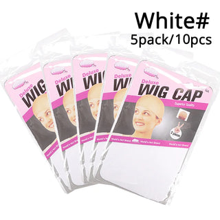 Buy white-10pcs Clearance Quality Deluxe Wig Cap Hair Net for Weave 10pcs=5packs Hair Wig Nets Stretch Mesh Wig Cap for Making Wigs Free Size