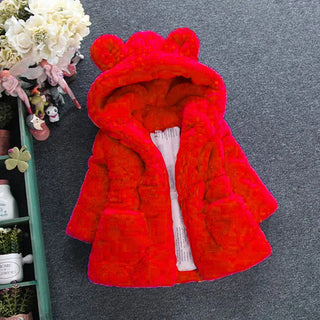 Buy az1773-red Bear Leader Girls Warm Coats 2023 New Winter Thick Faux Fur Jackets Cartoon Ear Fluffy Outerwear Long Sleeve Cute Coats 2 7Y