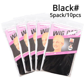 Buy black-10pcs Clearance Quality Deluxe Wig Cap Hair Net for Weave 10pcs=5packs Hair Wig Nets Stretch Mesh Wig Cap for Making Wigs Free Size