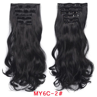 Buy my6c-2 Clip in Hair Extension 20Inch 16 Clips Long Synthetic Hair Heat Resistant Hairpiece Natural Wavy Ombre Hair Piece 6Pcs/Set LIHUI