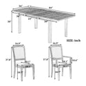 Rustic Extendable 84inch Dining Table Set With 24inch Removable Leaf , 6 Upholstered Armless Dining Chairs and 2 Padded