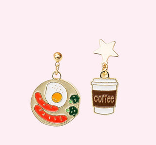 Coffee and Breakfast Earrings | Floral Earrings | Handmade Jewelry | Dangle Earrings | Spring Summer Jewelry