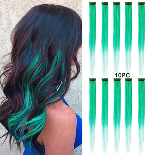 Buy nc-4hl 10Packs Straight Colored Clip in Hair One Piece Long Synthetic Rainbow 22 Inch Party Highlights Extensions for Women Kids Girls