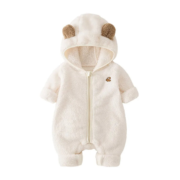 Autumn and Winter Newborn Onesie Double-Sided Fleece Casual Warm Baby Clothes With Hooded Climbing Coats