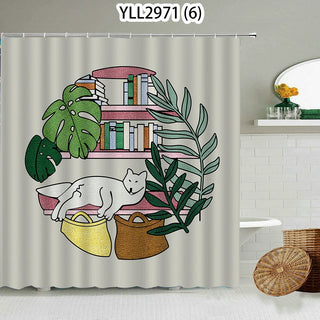 Buy 6 Cat Rabbit Animal Print Floral Home Decor Shower Curtain Waterproof Polyester   Cortina De La Ducha