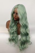 Blackish Green Long Wave Glueless Heat Resistant Fiber Front Lace Wig Synthetic Front Lace Wig Wholesale Wigs