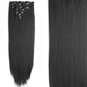 7Pcs/Set 16 Clips Hair Extension Black Long Straight Natural Hair Ombre Hairpiece Heat Resistant Fiber for Women Hairstyle