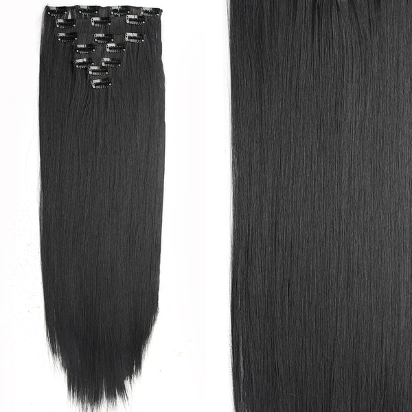 22Inch Long Straight Wavy Hair Extension 7Pcs/Set 16 Clips High Tempreture Synthetic Hairpiece Clip in Hair Extensions