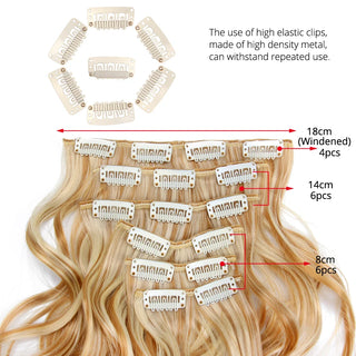 22Inch Synthetic Long Curly 16Clips Clip in Hair Extensions